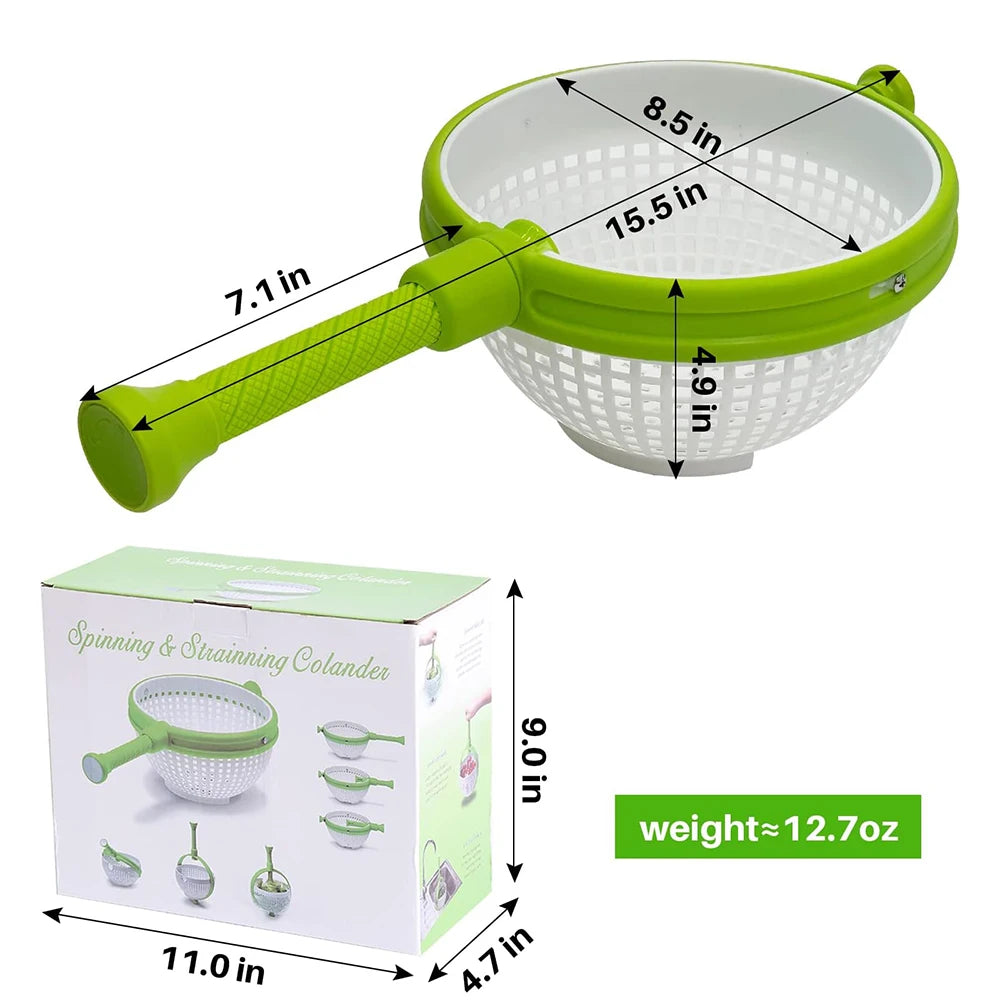 3 Quart Large Capacity Salad Spinner 2 in 1 Salad Spinner Colander Strainer Collapsible Vegetable Washing Filter JT248