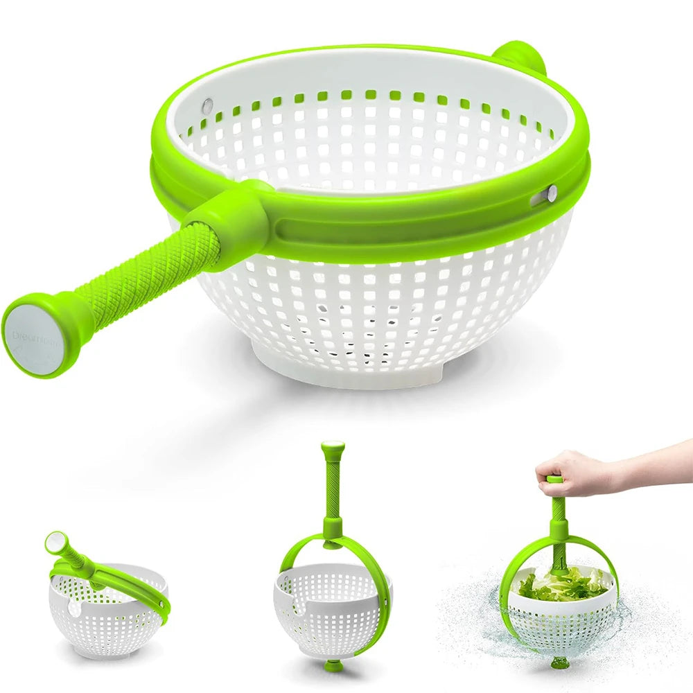 3 Quart Large Capacity Salad Spinner 2 in 1 Salad Spinner Colander Strainer Collapsible Vegetable Washing Filter JT248