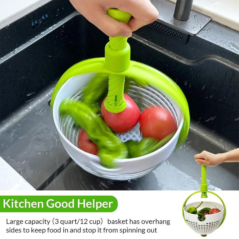 3 Quart Large Capacity Salad Spinner 2 in 1 Salad Spinner Colander Strainer Collapsible Vegetable Washing Filter JT248