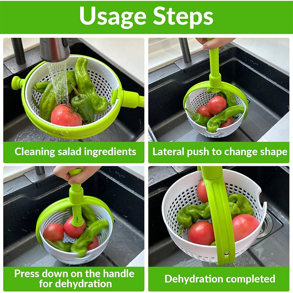 3 Quart Large Capacity Salad Spinner 2 in 1 Salad Spinner Colander Strainer Collapsible Vegetable Washing Filter JT248